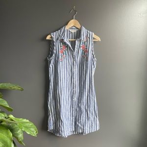 beachlunchlounge Women Linen Striped Sleeveless Dress Size S